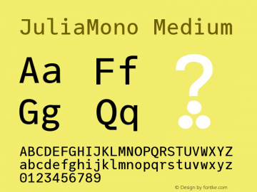 JuliaMono Medium Version 0.012; ttfautohint (v1.8) Font Sample