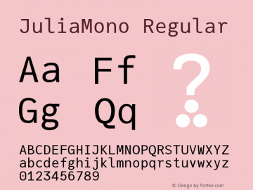 JuliaMono Regular Version 0.012; ttfautohint (v1.8) Font Sample