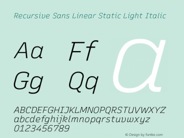 Recursive Sn Lnr St Lt Italic Version 1.063;hotconv 1.0.115;makeotfexe 2.5.65600图片样张