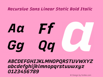 Recursive Sn Lnr St Bold Italic Version 1.064;hotconv 1.0.115;makeotfexe 2.5.65600图片样张