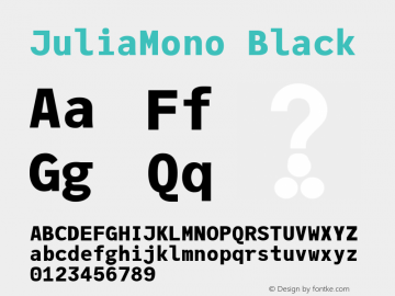 JuliaMono Black Version 0.013; ttfautohint (v1.8) Font Sample