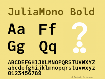JuliaMono Bold Version 0.013; ttfautohint (v1.8) Font Sample