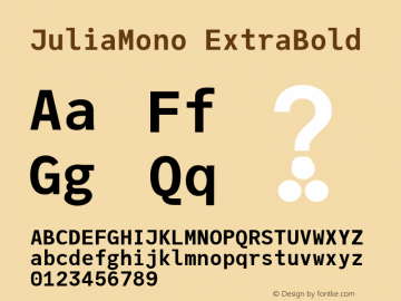 JuliaMono ExtraBold Version 0.013; ttfautohint (v1.8) Font Sample