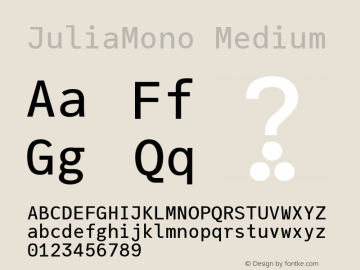 JuliaMono Medium Version 0.013; ttfautohint (v1.8) Font Sample