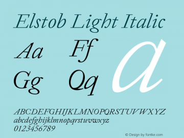 Elstob Light Italic Version 1.009 Font Sample