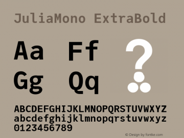 JuliaMono ExtraBold Version 0.014; ttfautohint (v1.8) Font Sample