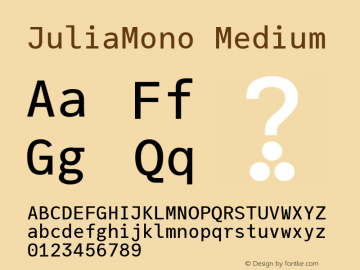 JuliaMono Medium Version 0.014; ttfautohint (v1.8) Font Sample