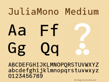 JuliaMono Medium Version 0.014; ttfautohint (v1.8)图片样张