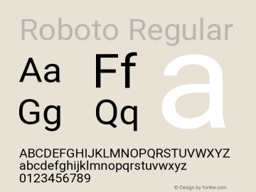 Roboto Version 2.136; 2016 Font Sample