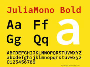 JuliaMono Bold Version 0.015; ttfautohint (v1.8) Font Sample