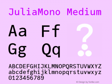 JuliaMono Medium Version 0.015; ttfautohint (v1.8) Font Sample