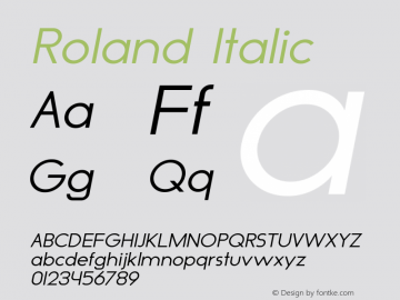 Roland Italic Version 1.000 Font Sample