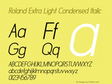 Roland Extra Light Condensed Italic Version 1.000图片样张