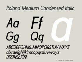 Roland Medium Condensed Italic Version 1.000图片样张