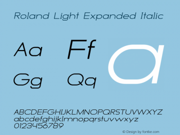 Roland Light Expanded Italic Version 1.000 Font Sample