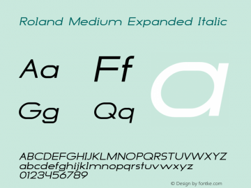 Roland Medium Expanded Italic Version 1.000图片样张