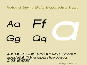 Roland Semi Bold Expanded Italic Version 1.000 Font Sample