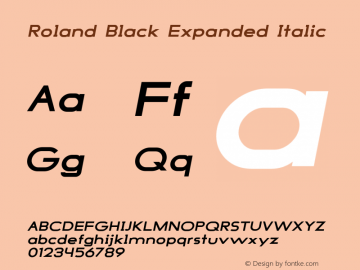 Roland Black Expanded Italic Version 1.000 Font Sample