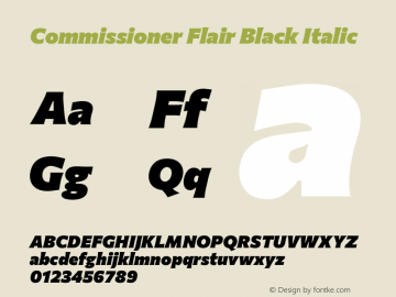 Commissioner Flair Black Italic Version 1.000; ttfautohint (v1.8.3) Font Sample