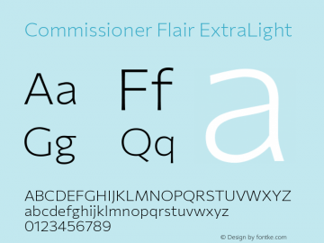 Commissioner Flair ExtraLight Version 1.000; ttfautohint (v1.8.3) Font Sample
