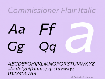Commissioner Flair Italic Version 1.000; ttfautohint (v1.8.3) Font Sample