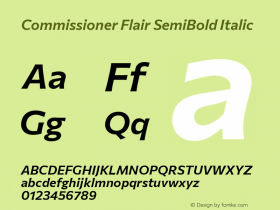 Commissioner Flair SemiBold Italic Version 1.000; ttfautohint (v1.8.3) Font Sample