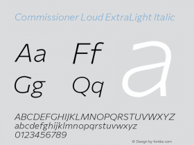 Commissioner Loud ExtraLight Italic Version 1.000; ttfautohint (v1.8.3)图片样张