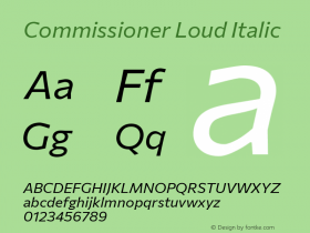 Commissioner Loud Italic Version 1.000; ttfautohint (v1.8.3)图片样张