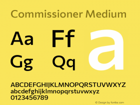 Commissioner Medium Version 1.000; ttfautohint (v1.8.3) Font Sample