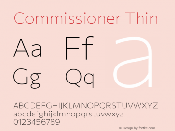 Commissioner Thin Version 1.000; ttfautohint (v1.8.3) Font Sample