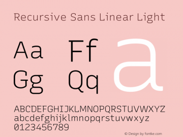 Recursive Sans Linear Light Version 1.065 Font Sample