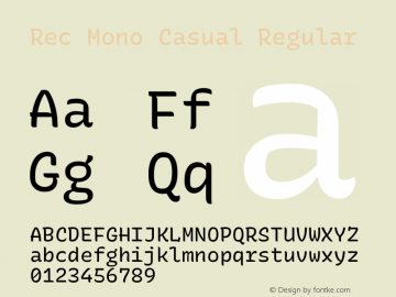 Rec Mono Casual Version 1.065 Font Sample