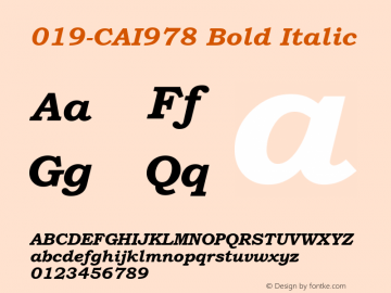 019-CAI978 Bold Italic Version 2.35 November 3, 1998 Font Sample
