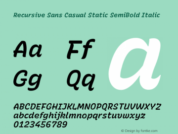 Recursive Sn Csl St SmB Italic Version 1.065;hotconv 1.0.115;makeotfexe 2.5.65600; ttfautohint (v1.8.3)图片样张