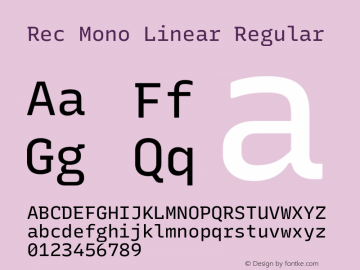 Rec Mono Linear Version 1.065 Font Sample