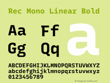 Rec Mono Linear Bold Version 1.065 Font Sample