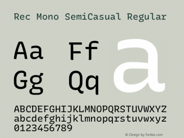 Rec Mono SemiCasual Version 1.065 Font Sample