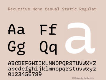 Recursive Mn Csl St Version 1.065;hotconv 1.0.115;makeotfexe 2.5.65600; ttfautohint (v1.8.3) Font Sample