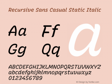 Recursive Sn Csl St Italic Version 1.065;hotconv 1.0.115;makeotfexe 2.5.65600图片样张