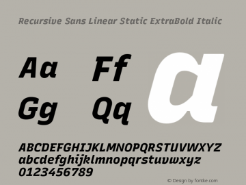 Recursive Sn Lnr St XBd Italic Version 1.065;hotconv 1.0.115;makeotfexe 2.5.65600图片样张