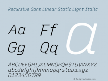 Recursive Sn Lnr St Lt Italic Version 1.065;hotconv 1.0.115;makeotfexe 2.5.65600图片样张