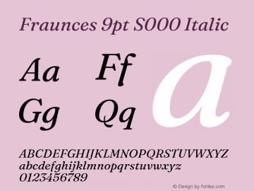 Fraunces 9pt S000 Italic Version 1.000; ttfautohint (v1.8.3) Font Sample