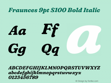 Fraunces 9pt S100 Bold Italic Version 1.000; ttfautohint (v1.8.3)图片样张