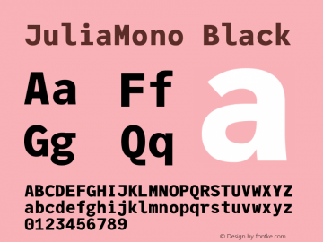 JuliaMono Black Version 0.016; ttfautohint (v1.8) Font Sample
