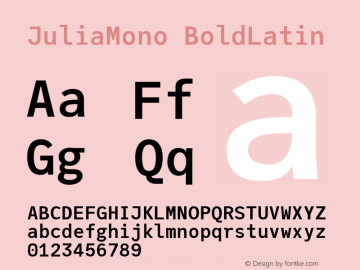 JuliaMono BoldLatin Version 0.016; ttfautohint (v1.8) Font Sample