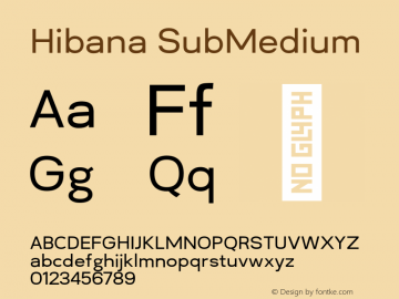 Hibana SubMedium Version 0.923;hotconv 1.0.109;makeotfexe 2.5.65596 Font Sample