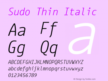 Sudo Thin Italic Version 0.051 Font Sample