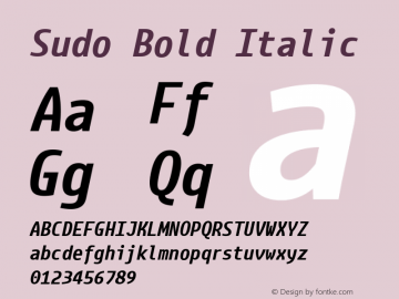 Sudo Bold Italic Version 0.051 Font Sample