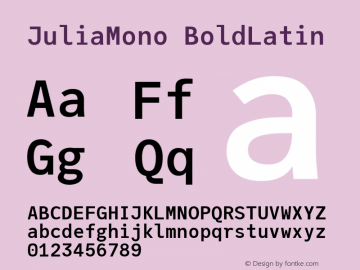 JuliaMono BoldLatin Version 0.017; ttfautohint (v1.8) Font Sample