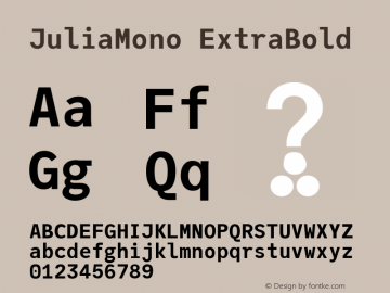 JuliaMono ExtraBold Version 0.017; ttfautohint (v1.8) Font Sample